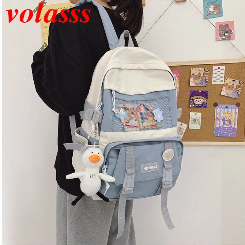 

Volasss Simplicity Nylon Woman Backpack Fashion Waterproof Rucksack For Teen Girl School Bag Cute Student Bookbag Travel Mochila