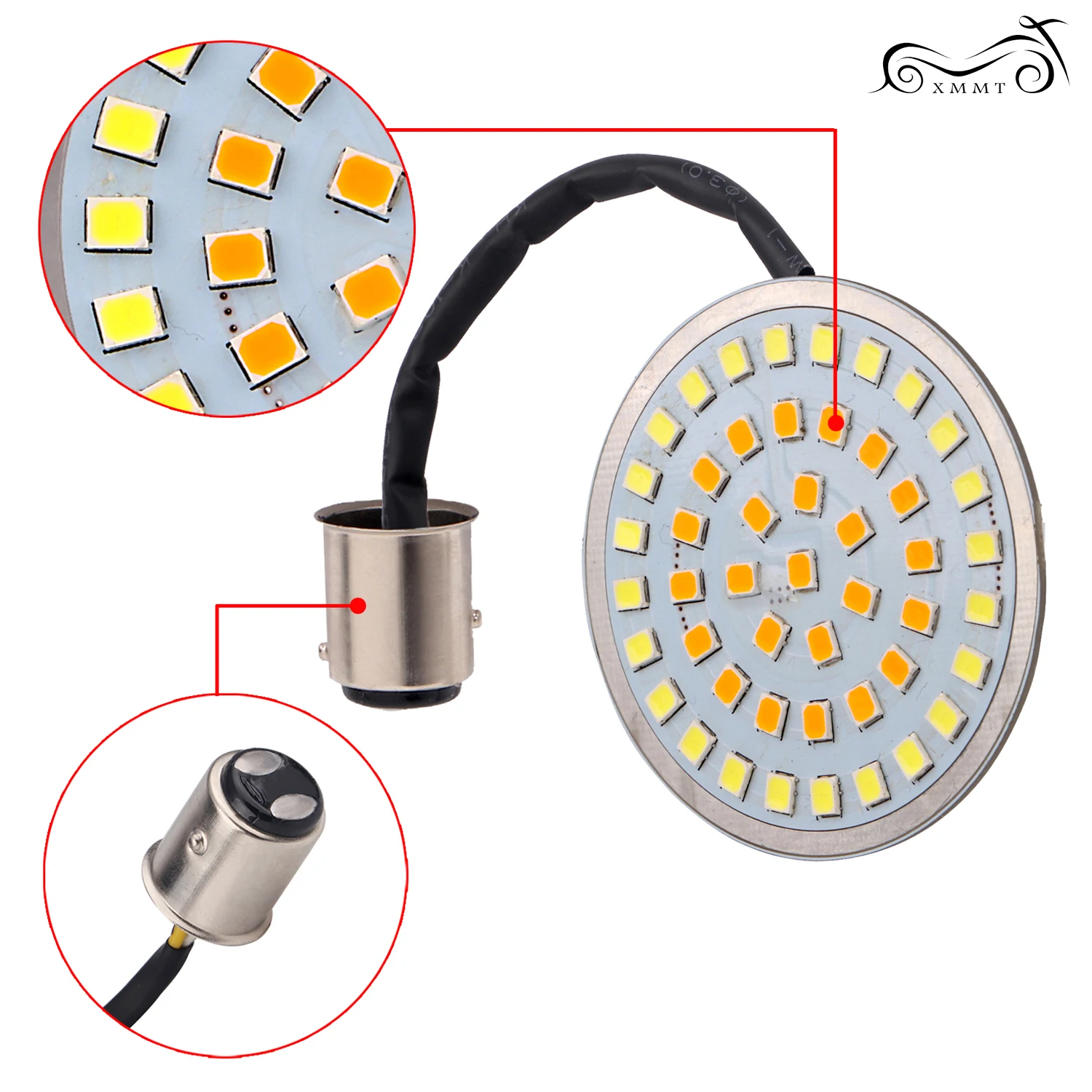 Motorcycle 2&quot Bullet Style White/Amber 1157 LED Inserts Turn Signal Light Panel For Harley Sportster Softail Touring Dyna |