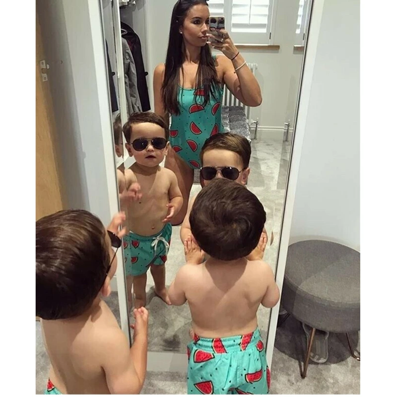 Модный тренд 2019 года семейные парные женские и мужские плавки цельный бикини