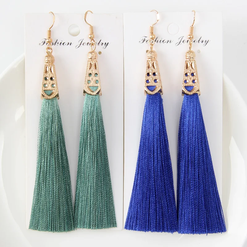 2019 Новые висячие серьги богемные с кисточками длинные подвеска национальные