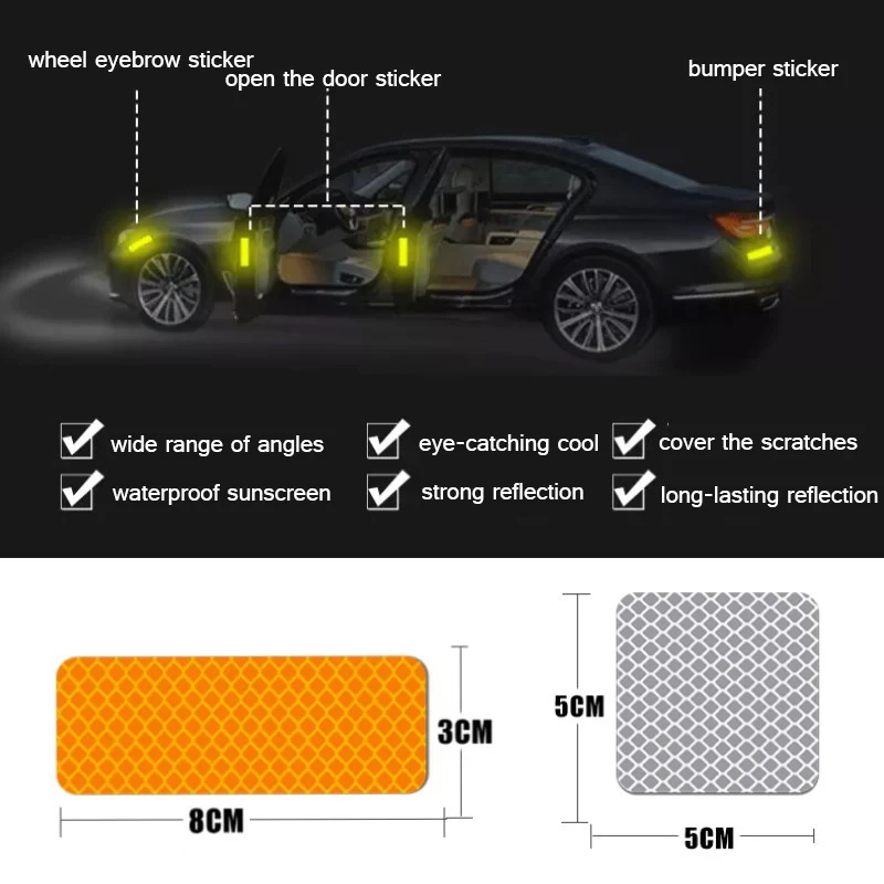 10 шт. автомобильные отражающие наклейки многофункциональная Предупреждение