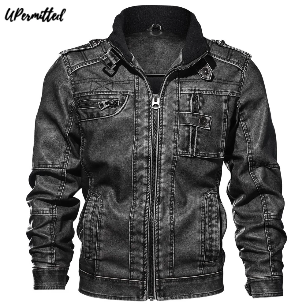 Куртка мужская демисезонная из искусственной кожи с мехом | Мужская одежда