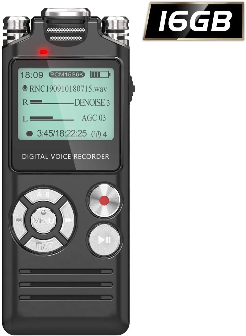 Gravador de Voz de Digitas Recorder com Microfones de Redução de Ruído Ativar Gravador – Mp3 Player Recarregável hd Audio 16 gb Voz