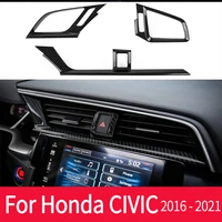 carbon fiber grain abs car interior front side and console air outlet vent frame trim sticker for honda 10th gen civic 2016 2017