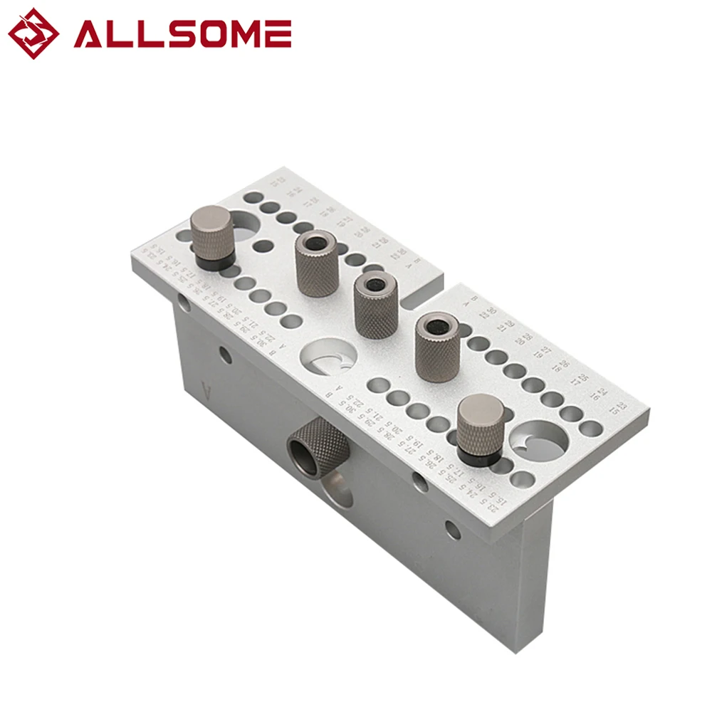 

ALLSOME 3 In1 Dowelling Jig Kit 7/8/10/15mm Wood Adjustable Drilling Guide Tenon Puncher Locator DIY Woodworking Tool
