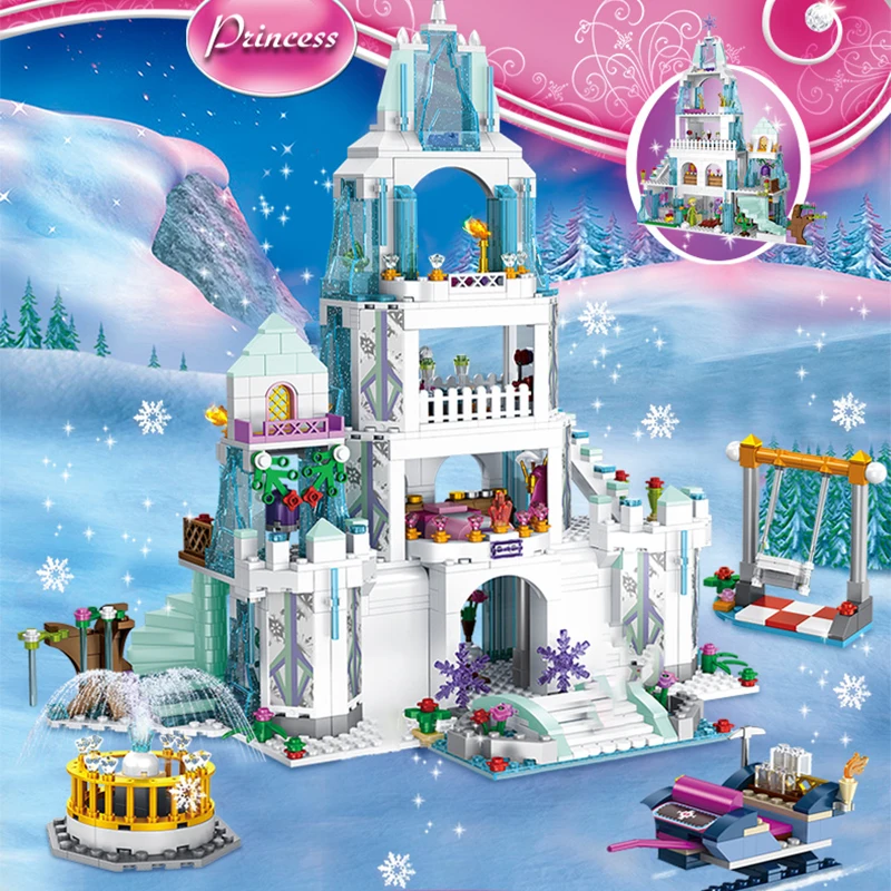 

Enlightenment Toys Romantic Princess Carriage Friends Girls Castle Building Blocks Bus educational Bricks Kids Gift