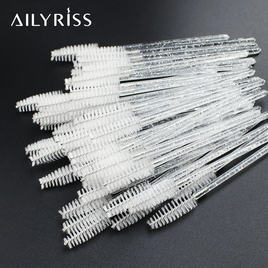 1000 Pcs Glitter Mascara Wands Disposable Eyelash Brushes for Extensions Eye Lash Applicator Crystal Handle Makeup Tool Kits