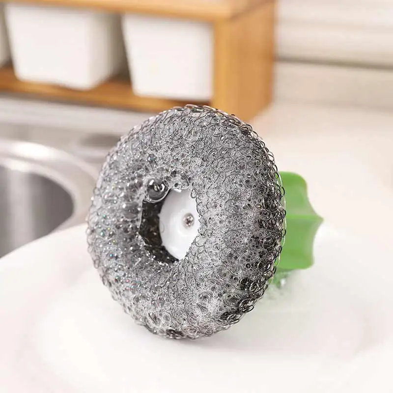 Кактус стальная губка Чистящая Щетка с ручкой кухонный очиститель инструмент