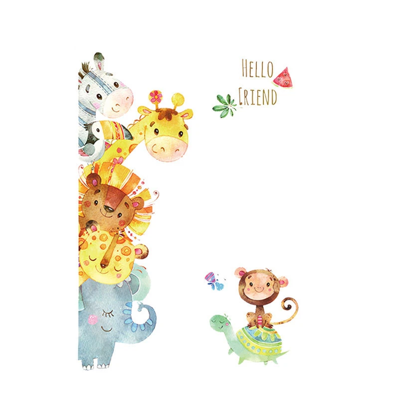 

Funny Animals Friends Party room wall sticker for baby Room Nursery Bedroom Cartoon roompaper Art Murals Door Glass Door Sticker