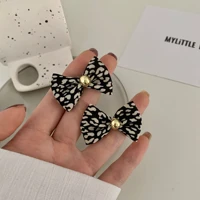 s925 silver needle spotted velvet bow knot stud earrings fashion trend temperament clip earrings without piercing party jewelry
