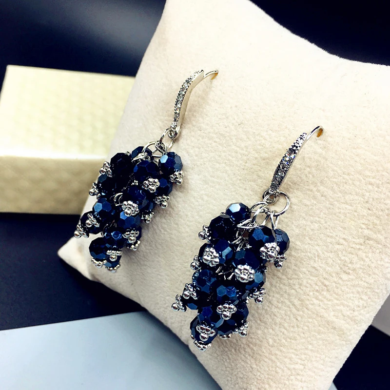 Женские Висячие серьги Ajojewel синие белые черные зеленые висячие с кристаллами