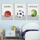 Акварельные спортивные мячи футбол настенное Искусство Холст Картина Печать постер картина для мальчиков-подростков для детской комнаты игровой комнаты домашний декор