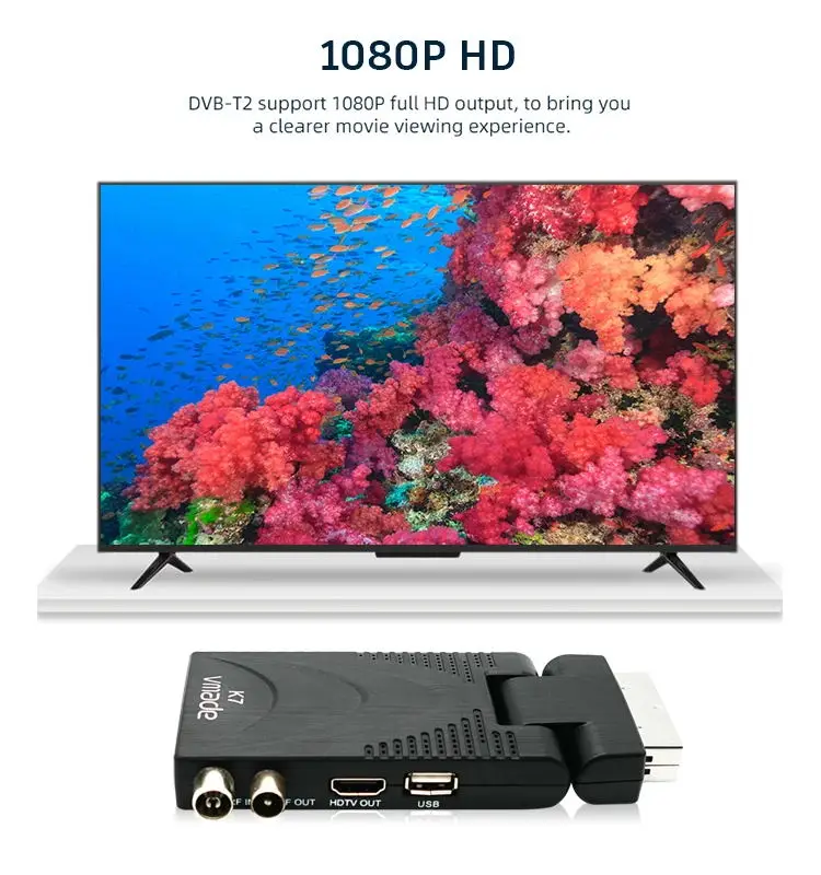 Цифровой ТВ-ресивер Vmade DVB T2 2020 HEVC/H.265 HD ТВ-декодер MPEG ТВ-тюнер Поддержка литого