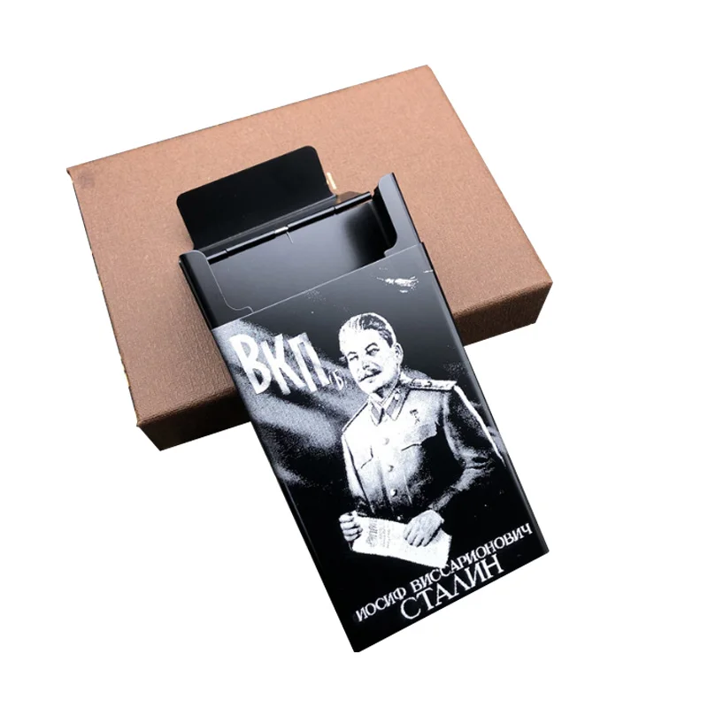 Удерживайте один пакет 20 портсигар сплав Сталин слайд советской истории сигарет
