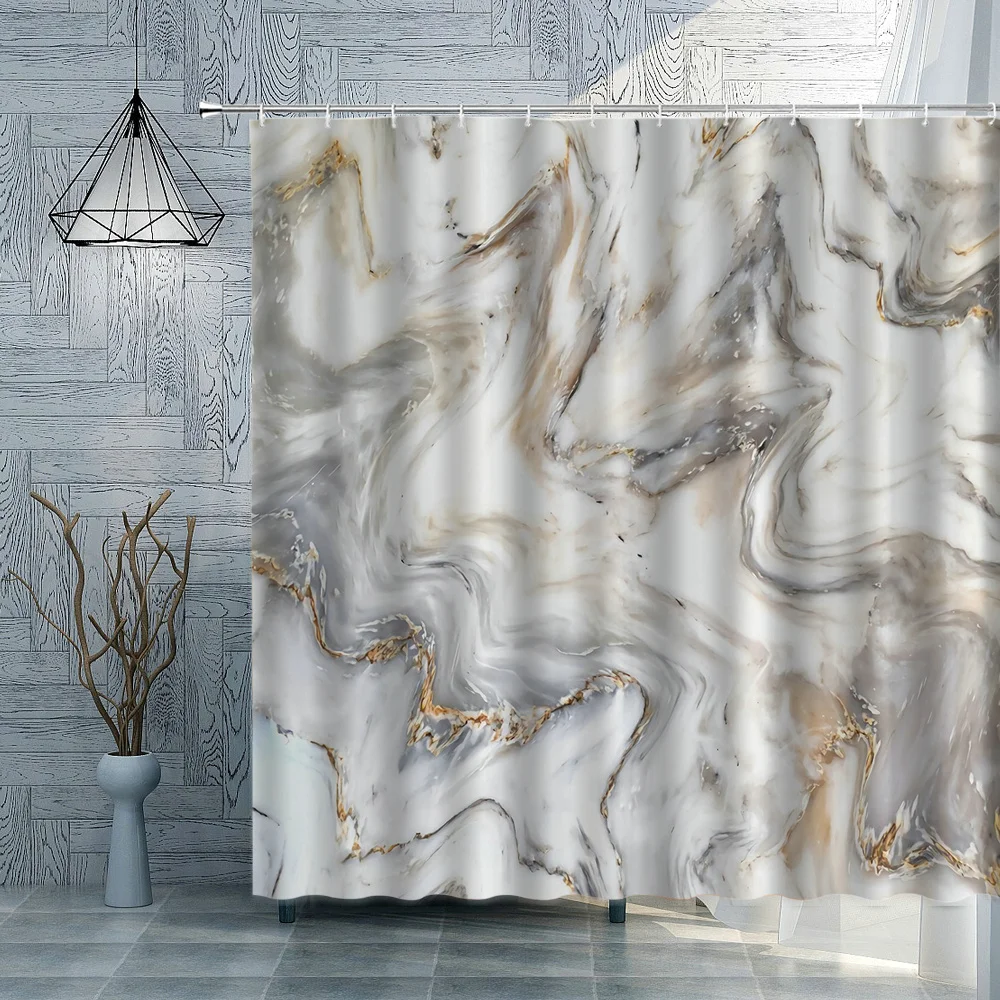

Мраморная занавеска для душа с разноцветным принтом в полоску, занавески для ванной, водонепроницаемая Полиэстеровая ткань, домашний декор...