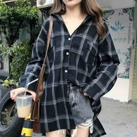 blouse women shirts long sleeve harajuku clothes plaid plus size casual loose womens tops and blouses ladies korean fashion chic