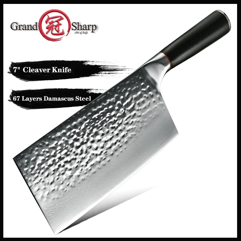 7-дюймовый дамасский кухонный нож Grandsharp из высокоуглеродистой нержавеющей стали