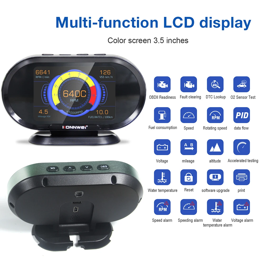 

Car Battey Charger Tester Scanner 2-in-1 Fault Auto Diagnosis Instrument OBD2 Digital Diagnostic Code Reader Analysis Tool KW206