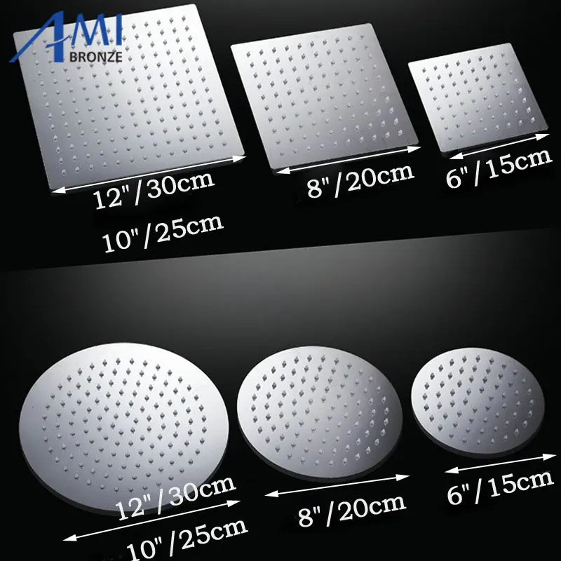 Квадратная и круглая ультратонкая Лейка для душа из нержавеющей стали толщиной 2