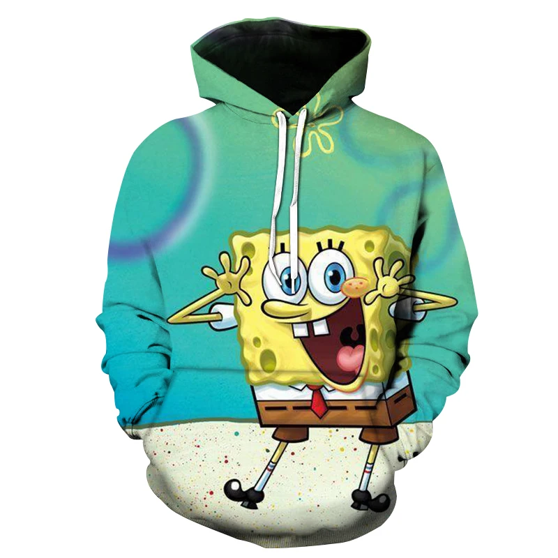 

2021 Newest Yellow Bob Hoodie Men 3D Sponge 3D Printing Clothing Anime Cartoon Pullover Men's and Women's Casual Sweatshirt Top