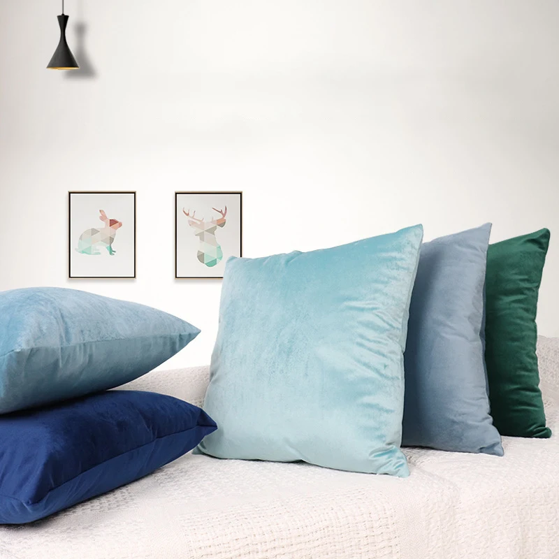 

Soft Solid Color Velvet Throw Pillowcases Cushion Cover Home New Year Luxury Decorative Kussenhoes Housse de Coussin Cojines