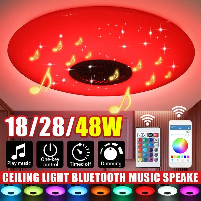 

E27 LED Ceiling Light Bulb APP Speaker Music RGB Lamp with Remote Cellphone APP Control Color Change Home Party Light AC85-265V