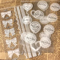 1pack vintage white lace and transparent gilding style sealing sticker diy creative baking decoration label stickers
