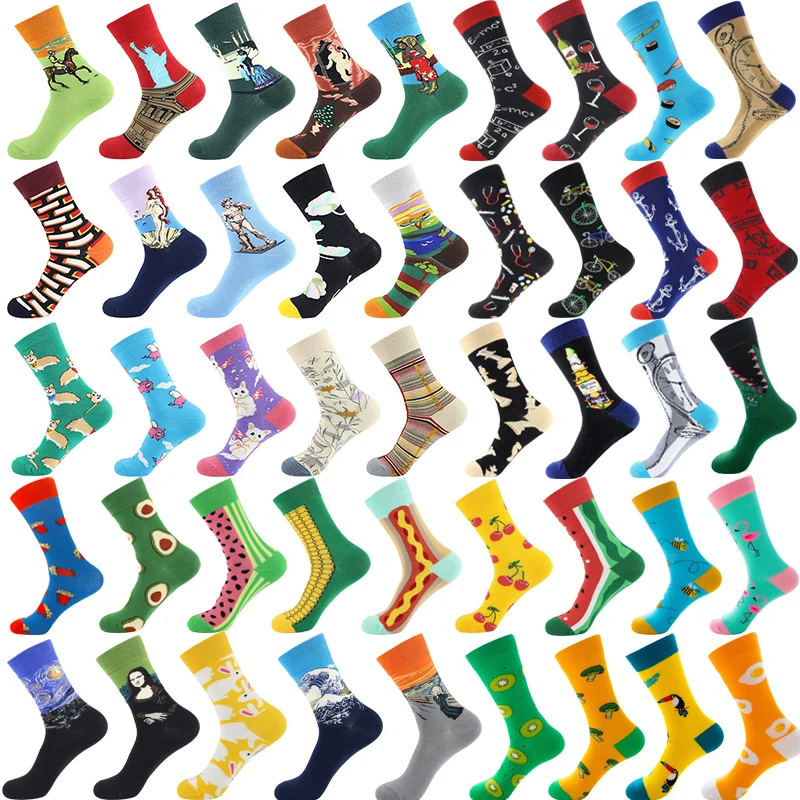 Хлопчатобумажные забавные носки для женщин и мужчин новинка 2020 года милые осенне