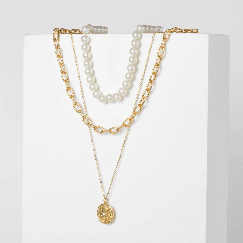 Fever&ampFree Four Layers Pearl Choker Necklace Irregular Virgin Mary Pendant For Women Fashion Statement Jewelry | Украшения и