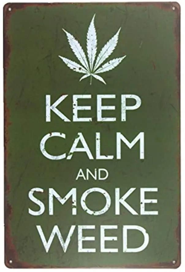 

no applicable Tin Metal Signs,Vintage Posters Decorations,Shabby Chic Stay Calm Smoke Weed Style Sign,12X8 Inches