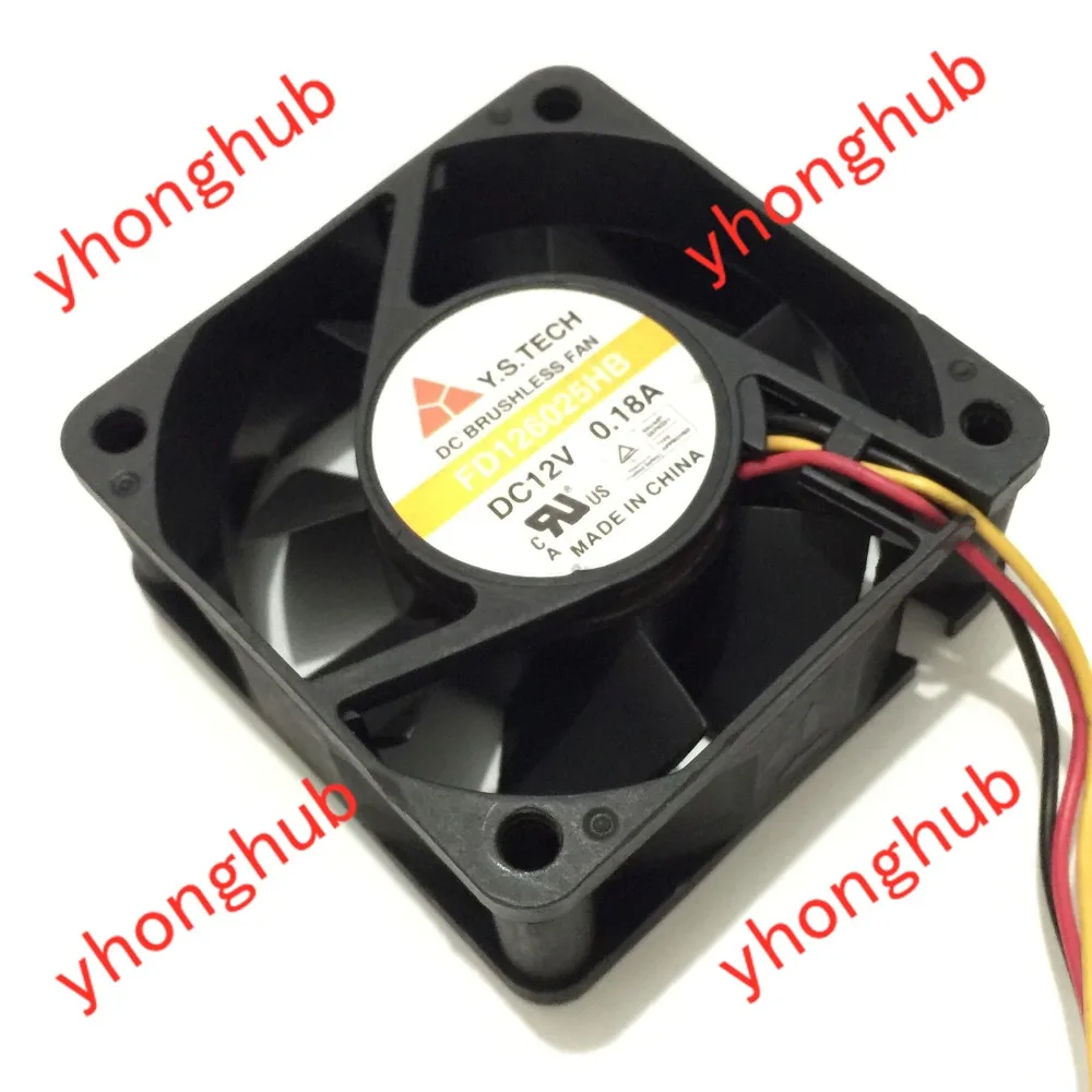Emacro для Y.S TECH FD126025HB DC 12V 0.18A 60x60x25 мм 3-Провода Сервер охлаждающий вентилятор