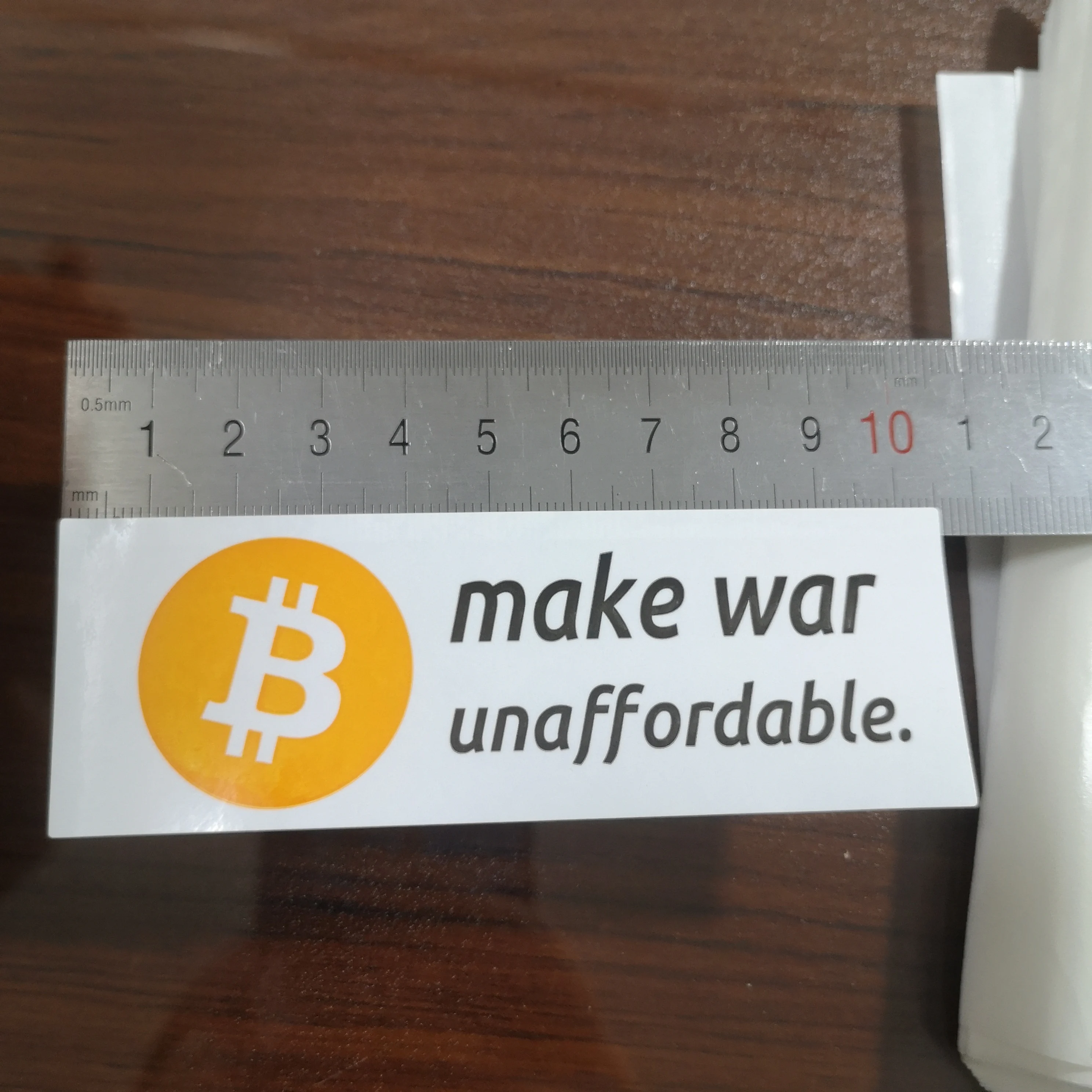 1000pcs of 10.5x3.5cm bitcoin make war unaffordable Self-adhesive label sticker FS32