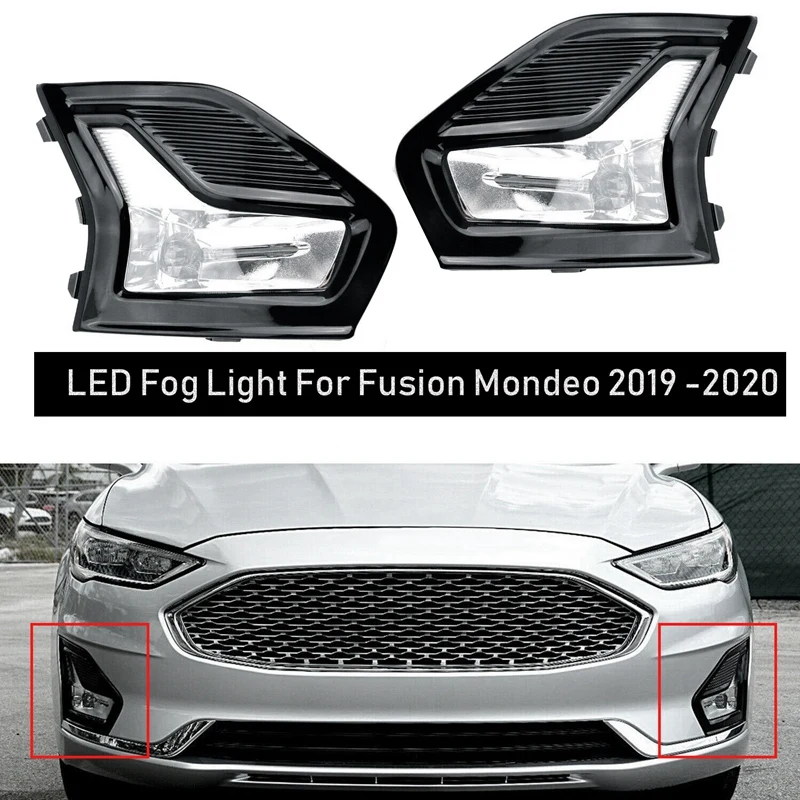 

Car LED Front Bumper Fog Light /Driving Lamp Kit with Bezel Covers & Wiring for 2019-2020 Ford Fusion/Mondeo