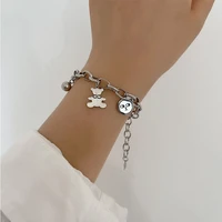 cute bear bracelet titanium steel chain bracelet titanium steel bear bracelet