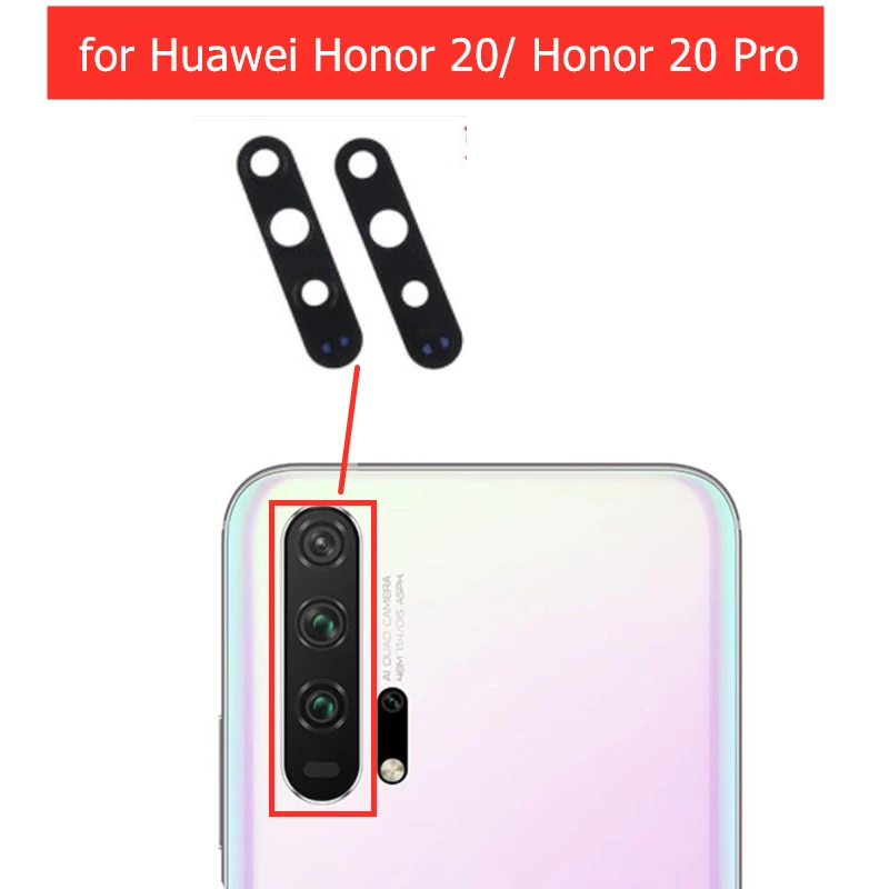 2Pcs New Ymitn housing back rear camera glass lens with adhesive for Huawei Hono