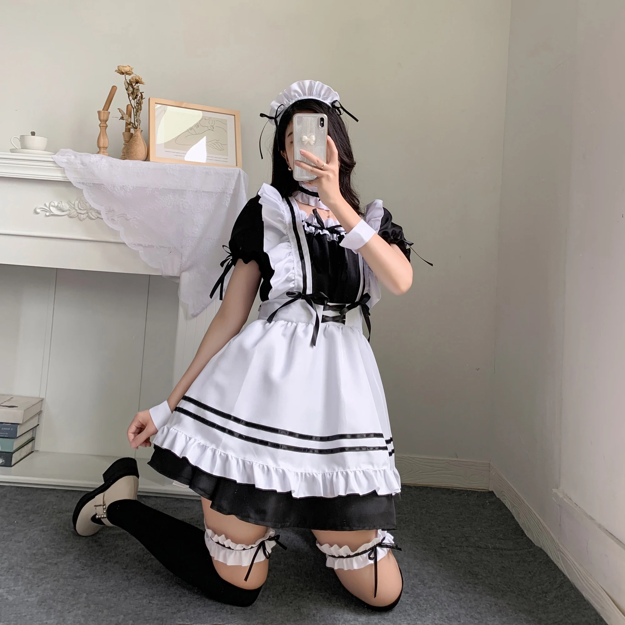 Женский костюм горничной в стиле ретро для косплея милое платье лолиты с