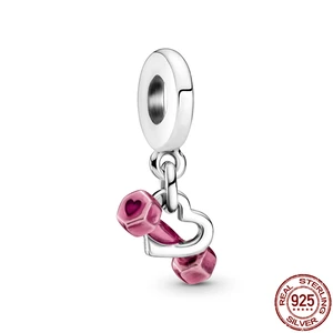 New 100% 925 Sterling Silver Dumbbells Pendant Fit Original Pandora Bracelet Bangle Charms For Women Making Fashion DIY Jewelry