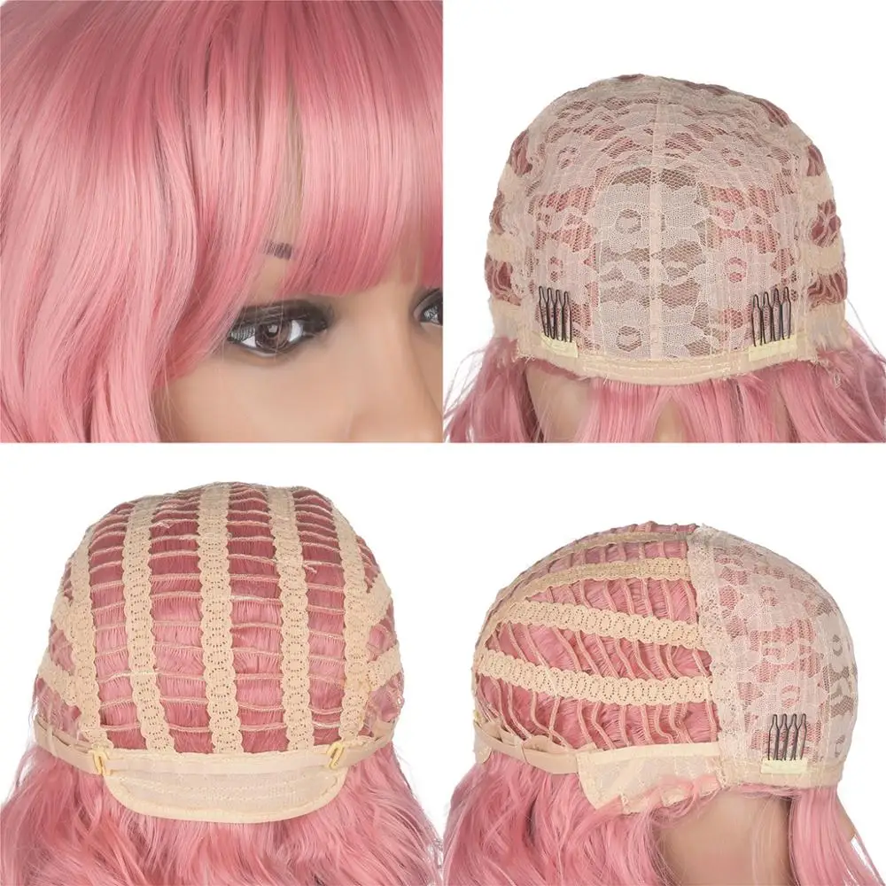 ZYR 16 дюймов Средний Мягкий Свободный парик с челкой розовые парики