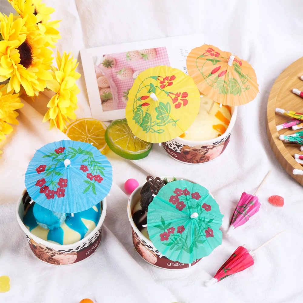24 шт. бумажные Коктейльные зонты для напитков Зонты Луау палочки тропические