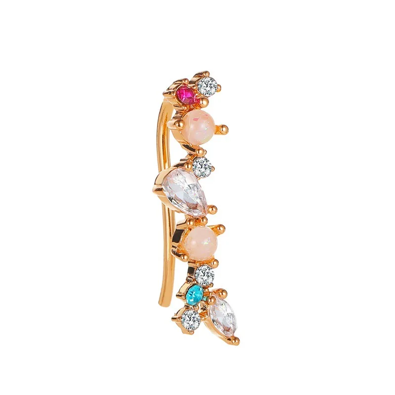 

Simple zircon inlaid ear clip, personalized color zircon temperament pearlescent stone earrings lady charm fashion Jewelry