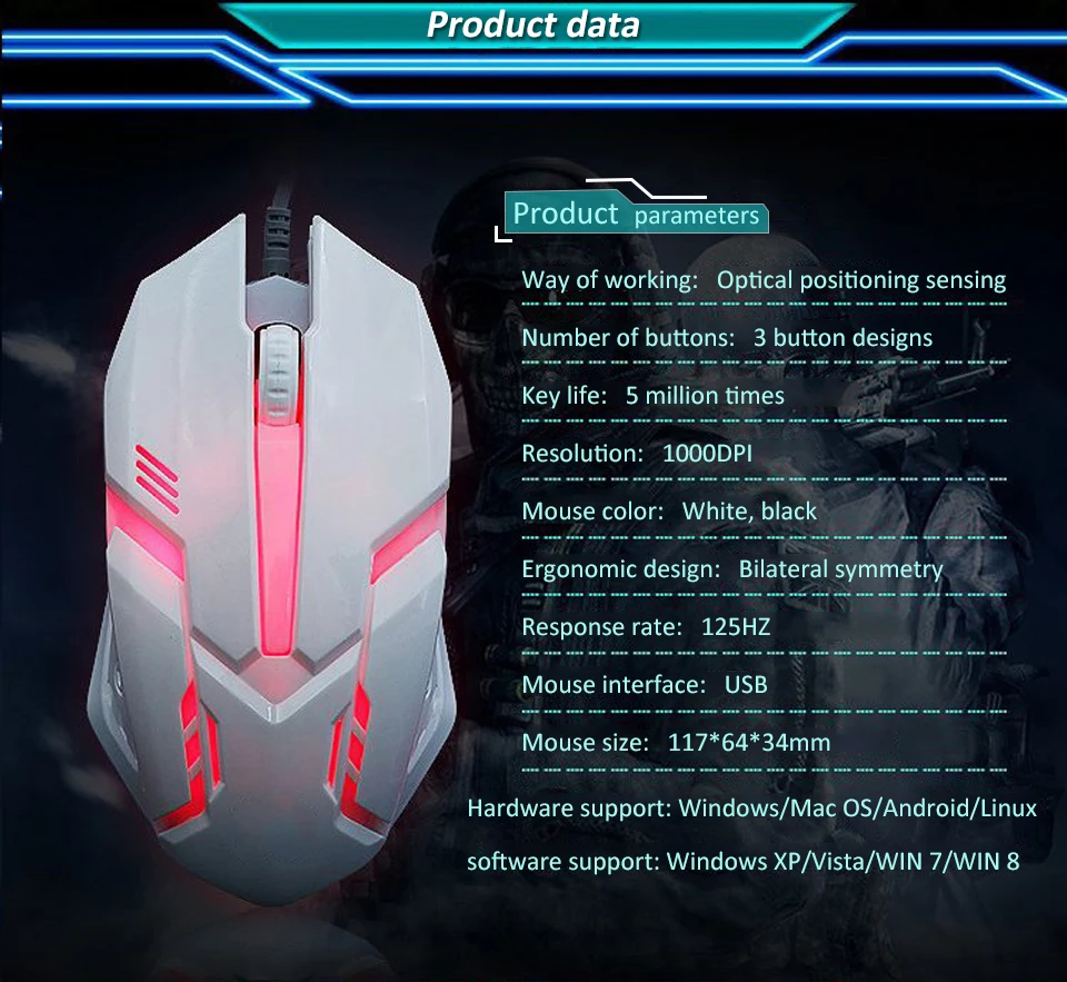 Antscope маленькая волшебная сила увеличенная Проводная usb-мышь с подсветкой конкурентоспособная игровая мышь ноутбук офисная светящаяся мышь