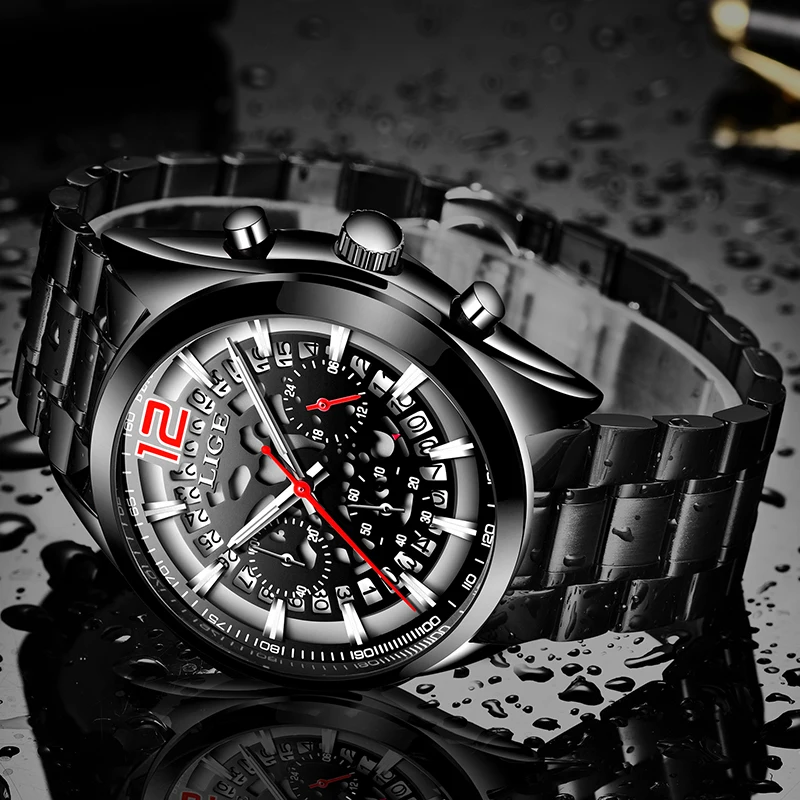 LIGE Мужские часы от ведущего бренда Роскошные военные спортивные мужские