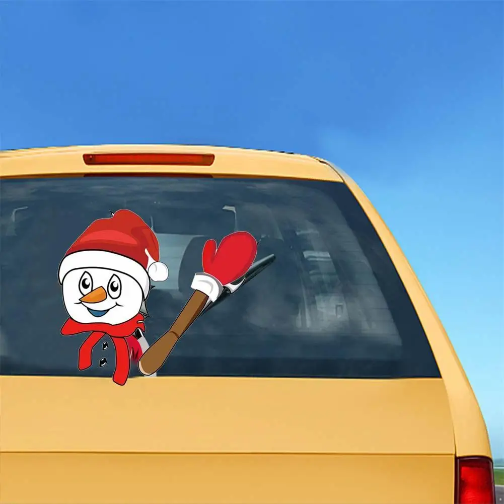 

New Car Window Stickers Rear Wiper Stickers Santa Claus Snowman Sticker For Car Christmas Decoration Dropship