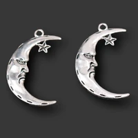 8pcs silver plated cartoon moon star pendants exaggerated bracelet necklace metal accessories diy charms jewelry crafts making