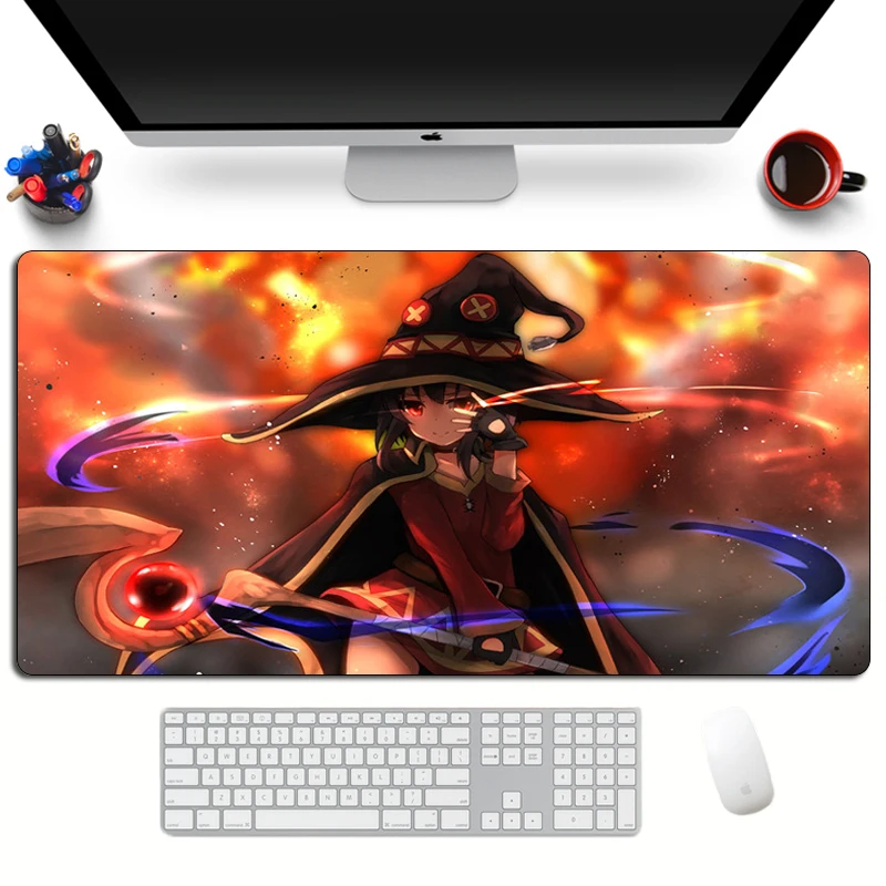 

Аниме Konosuba коврик для мыши Мультфильм XL коврик для клавиатуры большой Otaku прекрасный игровой коврик для мыши для девочек геймерский резинов...