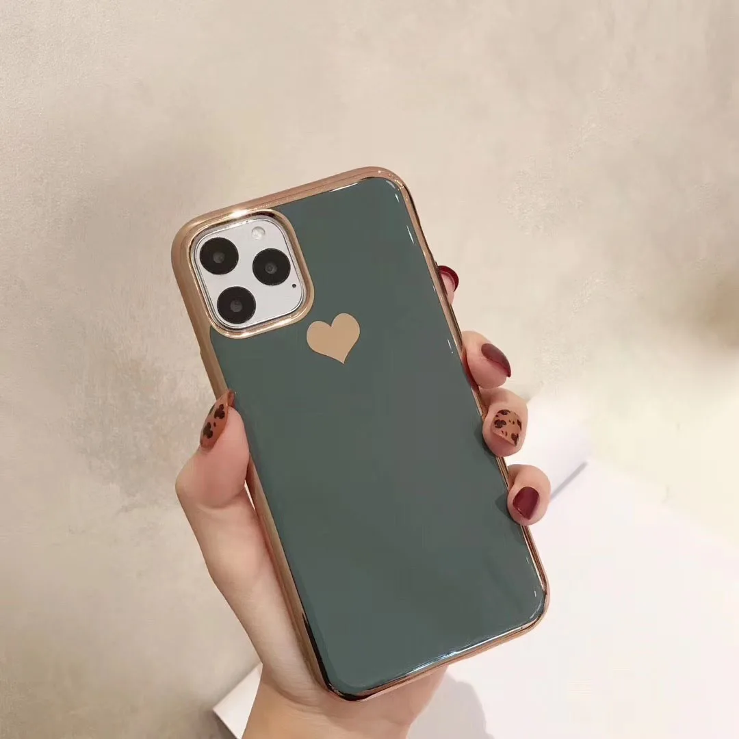 Роскошный чехол для iPhone 11 Pro Max покрытие сердце для iPhone X XS XR XS Max 7 8 Plus чехол мягкий однотонный чехол