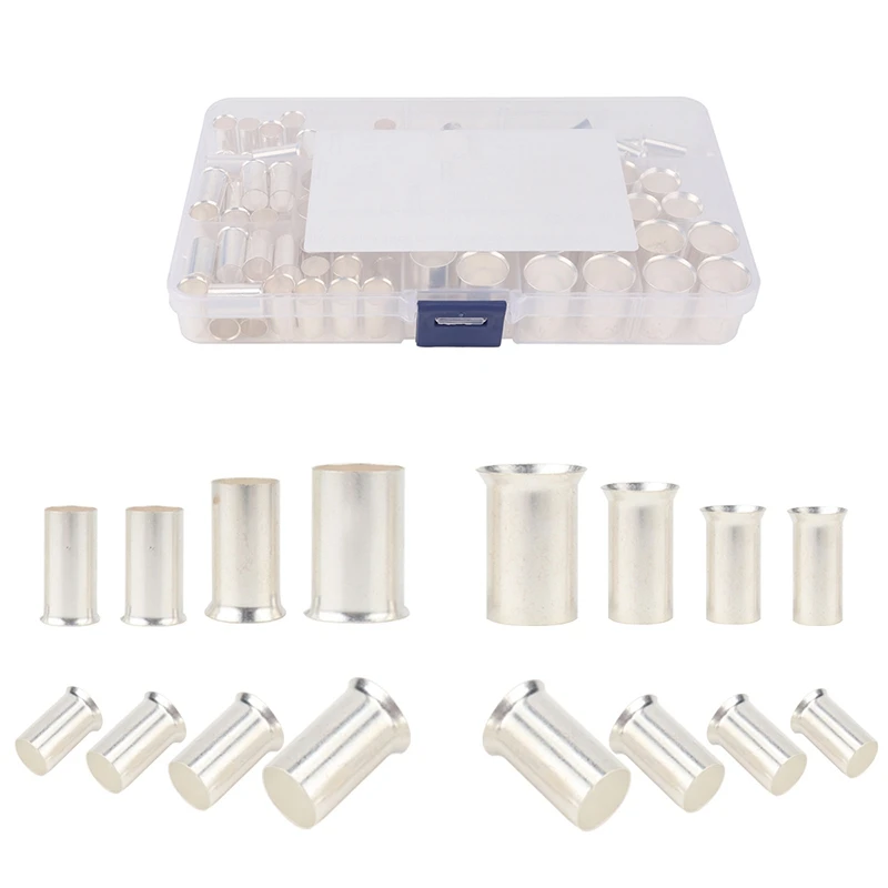 

100Pcs AWG 4 2 1 2/0 Wire Copper Crimp Connector Non Insulated Ferrules Pin Cord End Terminal Assortment Kit