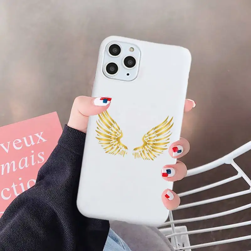 

Golden leaf flower love leopard print Phone Case White Candy Color for iPhone 6 7 8 11 12 s mini pro X XS XR MAX Plus
