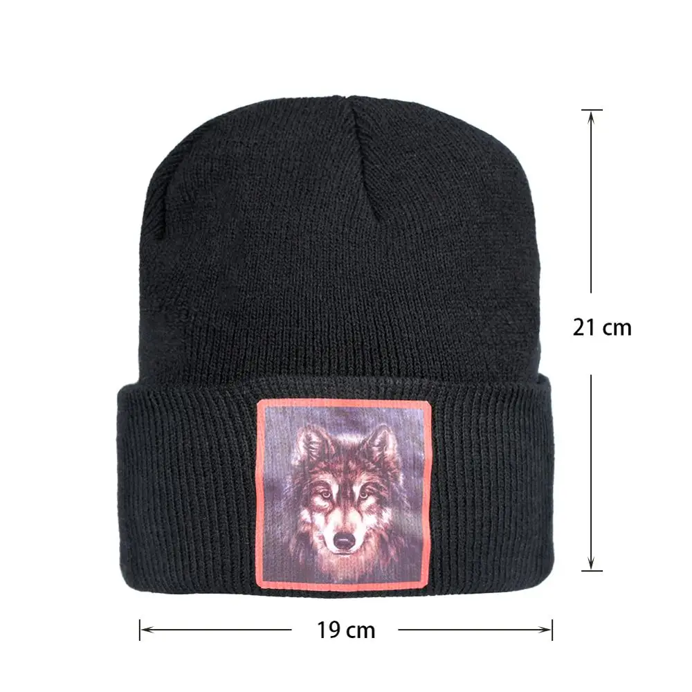 Логотип Волк зимние шапочки вязанная шапка крючком мешковатая унисекс с