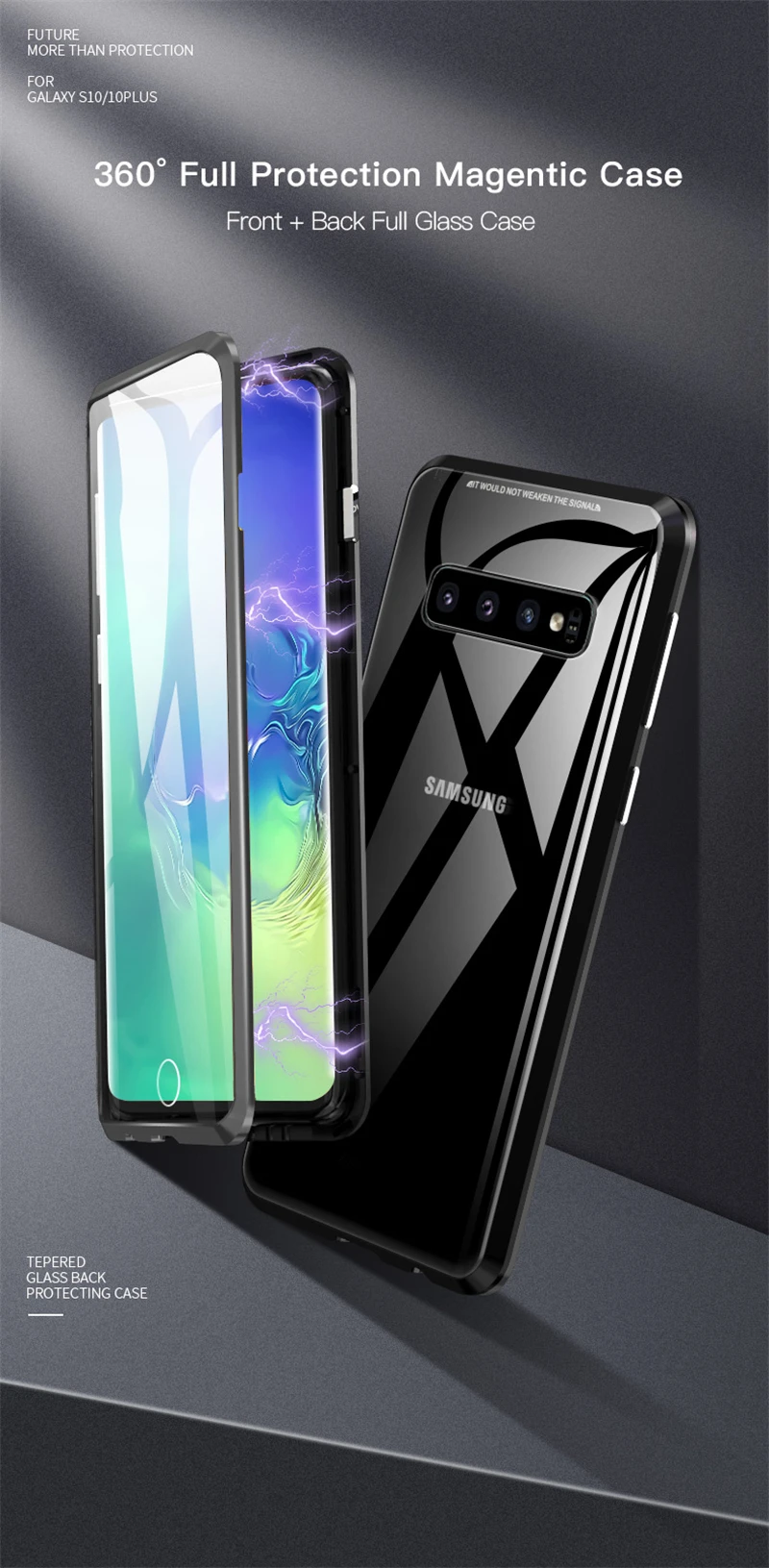 360 полностью металлический флип-чехол для samsung Galaxy S10E, Магнитный чехол, переднее и заднее закаленное стекло, samsung S10E Galaxy ys10e, чехол